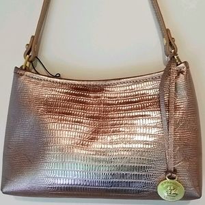 Rare Brahmin Melbourne Anytime Mini Shoulder Bag in Rose Gold Metallic